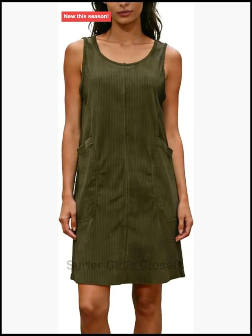 Women's Corduroy Tank Top Dress A-Line Sleeveless Overall Mini Dress with